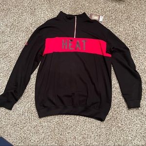 NWT Men's Miami Heat Hardwood Classics Black Quarter Zip Pullover XLarge